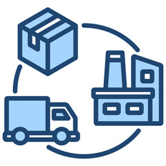 Supply Chain Icon Lineal Blue Style