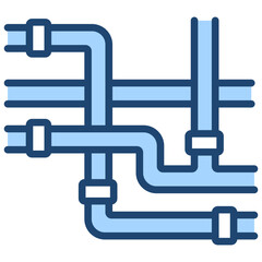 Pipe Network Icon Lineal Blue Style
