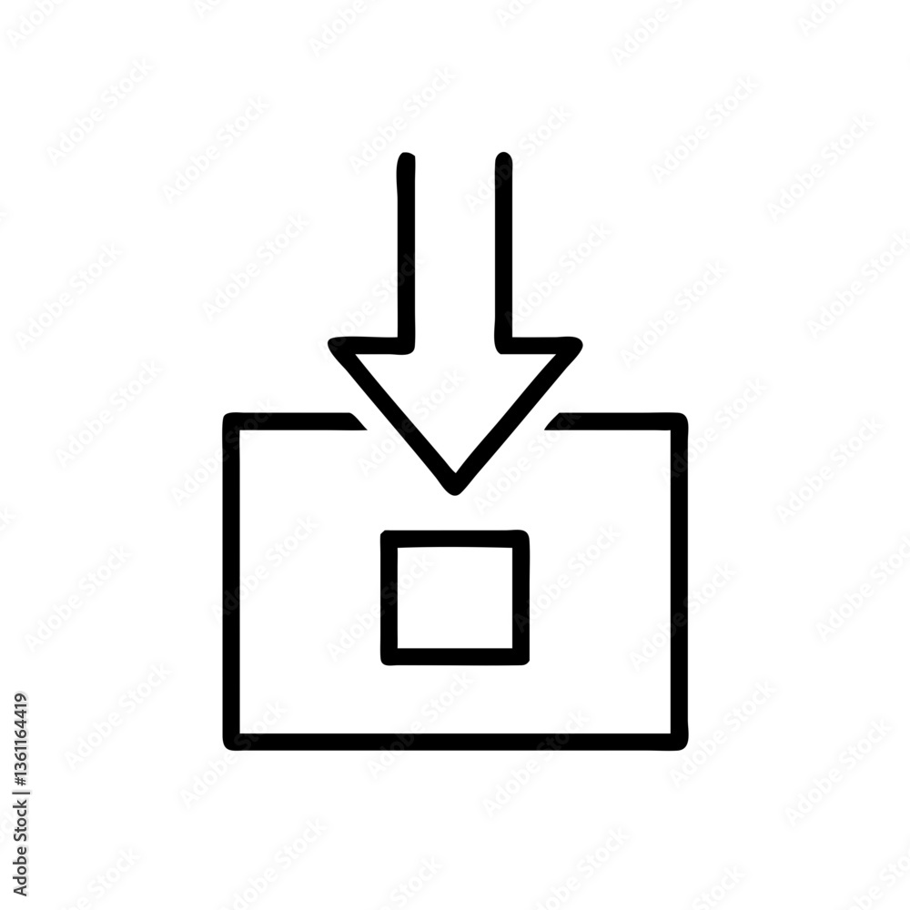 Poster data descending into a secure digital container, a bold graphic with clean lines.