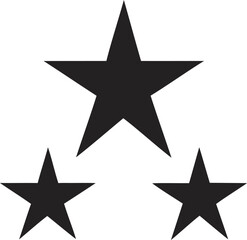 Three Stars Vector Illustration, Black Star Shapes