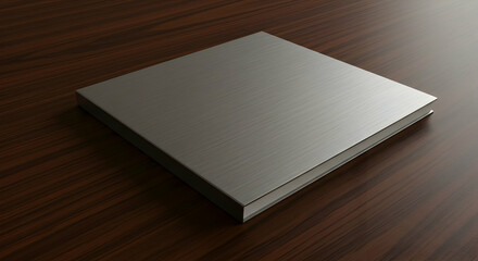 Fototapeta premium Silver Book Mockup On Wooden Table