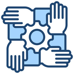 Team Building Icon Lineal Blue Style