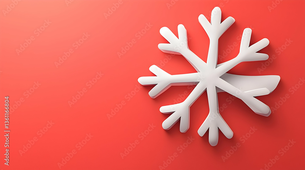 Poster white snowflake on red gradient background