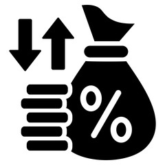 Interest Rate Icon Black Style