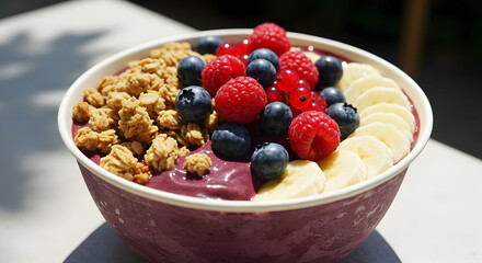 Colorful Acai Bowl with Berries and Granola