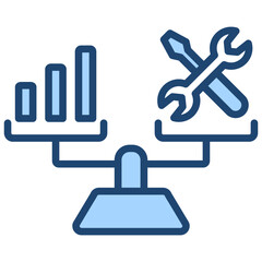 Market Equilibrium Icon Lineal Blue Style