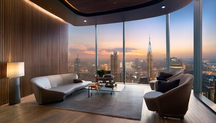 A business lounge with a striking modern interior