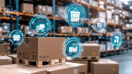 Automated warehouse logistics with efficient storage packaging and shipping solutions for ecommerce distribution