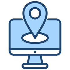 Location Monitoring Icon Lineal Blue Style