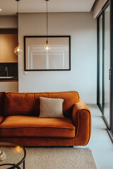 Fototapeta premium São Paulo Apartment, Curved Sofa, Architectural View