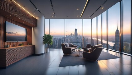 A business lounge with a striking modern interior