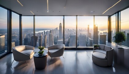 A business lounge with a striking modern interior