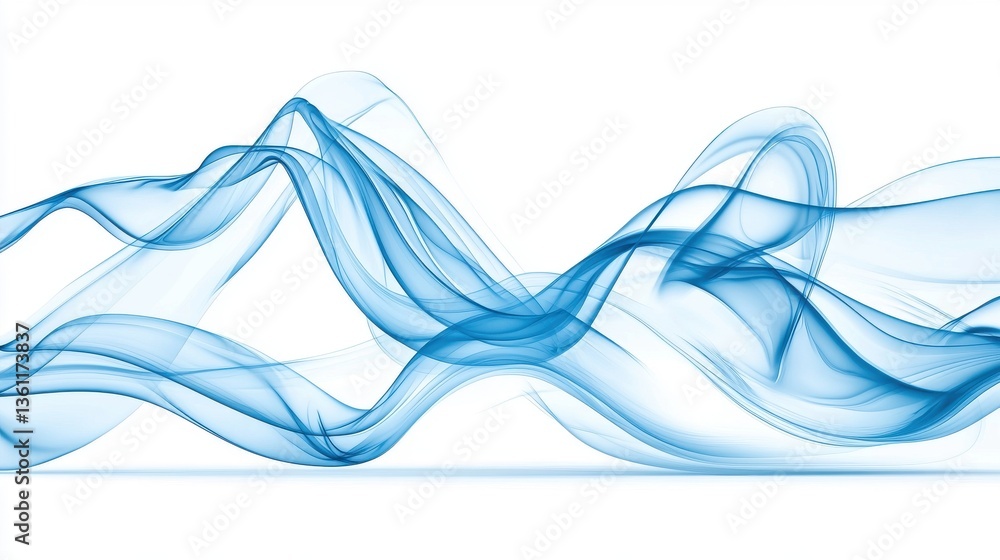 Poster elegant and dynamic blue wave like flowing abstract digital art composition with smooth sleek and mo