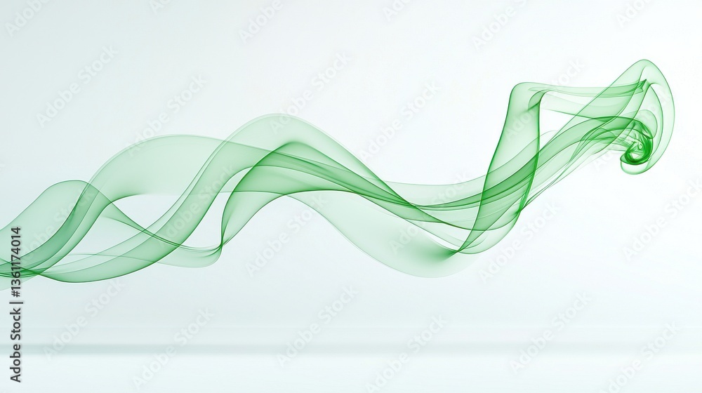 Poster elegant green flowing swirls curves and wispy lines create a dynamic and ethereal digital artwork ba