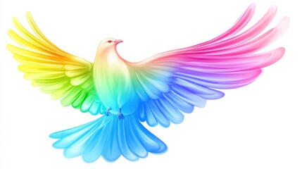 Fototapeta premium Colorful Dove Illustration on White Background