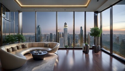 A business lounge with a striking modern interior