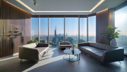 A business lounge with a striking modern interior
