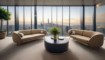 A business lounge with a striking modern interior