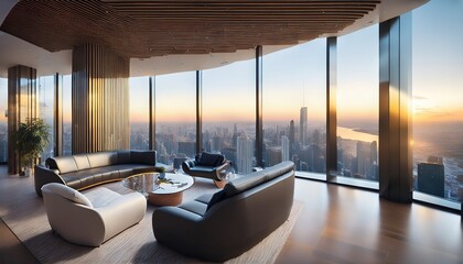 A business lounge with a striking modern interior