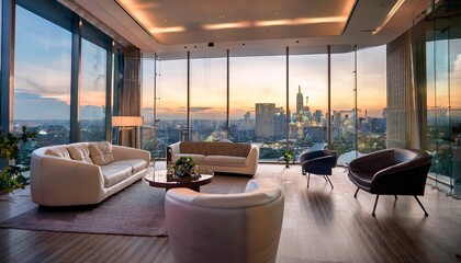 A business lounge with a striking modern interior