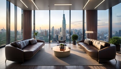 A business lounge with a striking modern interior