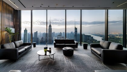 A business lounge with a striking modern interior