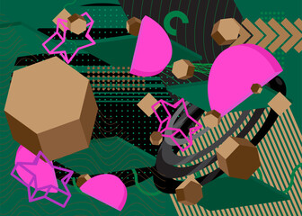 Purple, black, brown and green luxury deluxe background illustration design. Vector color geometric shapes backdrop.