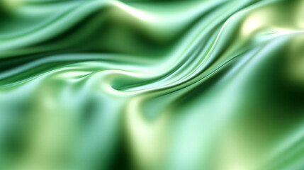 Obraz premium A close up view of flowing green fabric with soft folds and subtle light reflections creating depth