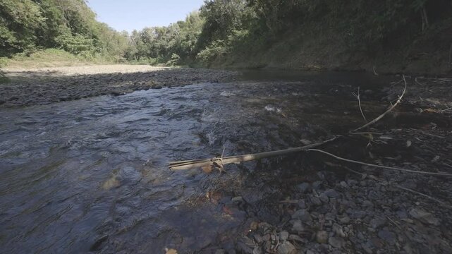 view landscapes of water flowing into the river, hd video, canon eos r c-log 8bits