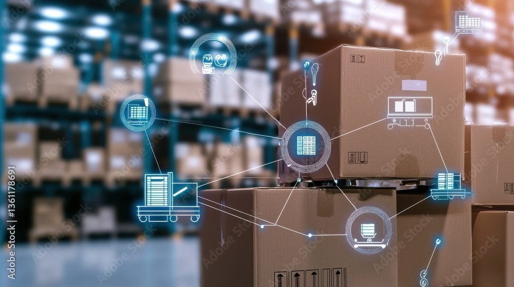 Poster logistics and distribution warehouse management system with automated digital technology for efficie