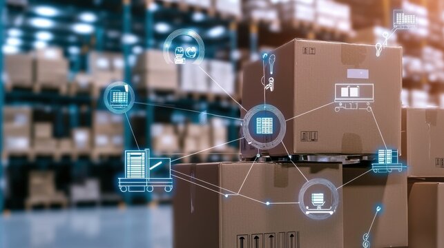 Logistics and distribution warehouse management system with automated digital technology for efficient storage shipping