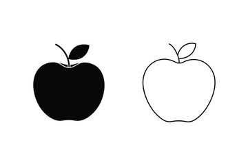 Apple Icons Filled, Outline, Fruit, Graphic, Design, Symbol, Vector, Illustration, Black, White