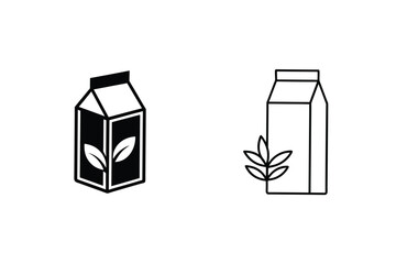Plant Based Milk Carton Packaging Designs Two Options, Black and White