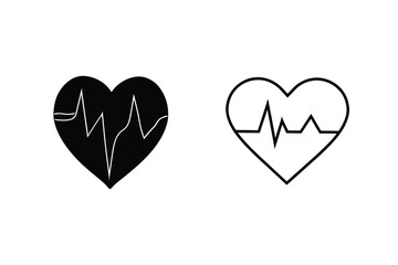 Heart Rate Monitor Icons Black, Outline, Medical, Health, Cardiology