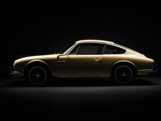 Vintage Luxury Car Profile on Black Background