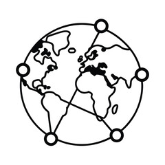 Global Map with Interconnected Business Hubs – Data Analytics Illustration, Big Data, Global Trade Network
