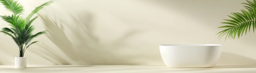 Obraz premium Minimalist home decor, a single plant in white pot for touch of greenery