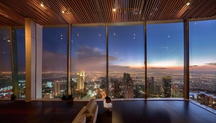 Colorful city night view overlooking the business lounge