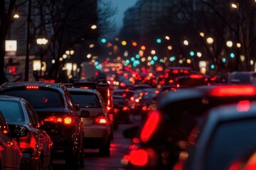 A vibrant city night scene with blurred traffic lights forming a soft, glowing bokeh effect. Ideal for urban-themed posters and digital designs.