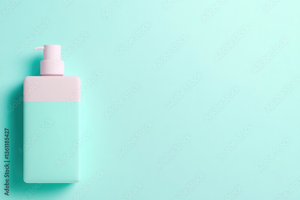 Poster elegant minimalistic mockup showcasing premium product on solid pastel background with ample copy sp