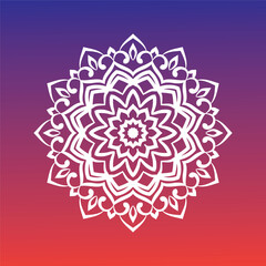 Ornamental white mandala design on gradient background