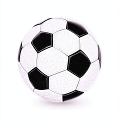 Classic Black and White Soccer Ball on White Background