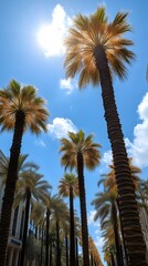 Fototapeta premium Sunny Day Palm Tree Lined City Street