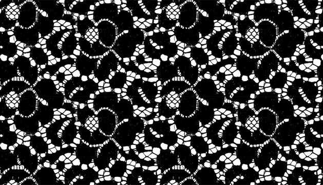 Classic black lace fabric with interwoven floral patterns