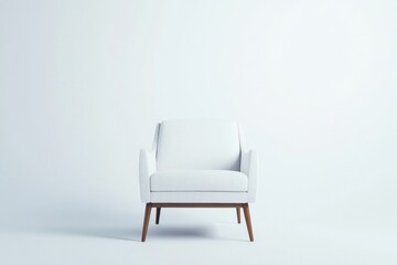 capture single elegant piece of mid-century modern furniture on seamless white backdrop ensuring ample copy space surrounds