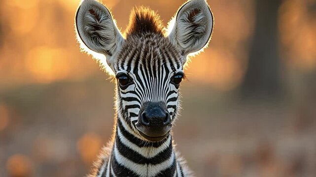 Adorable Baby Zebra at Golden Hour