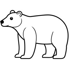 Minimalist Polar Bear Illustration in Black and White Line Drawing