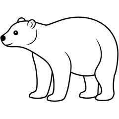 Minimalist Polar Bear Illustration in Black and White Line Drawing