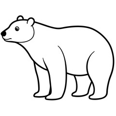 Minimalist Polar Bear Illustration in Black and White Line Drawing
