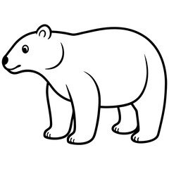 Minimalist Polar Bear Illustration in Black and White Line Drawing